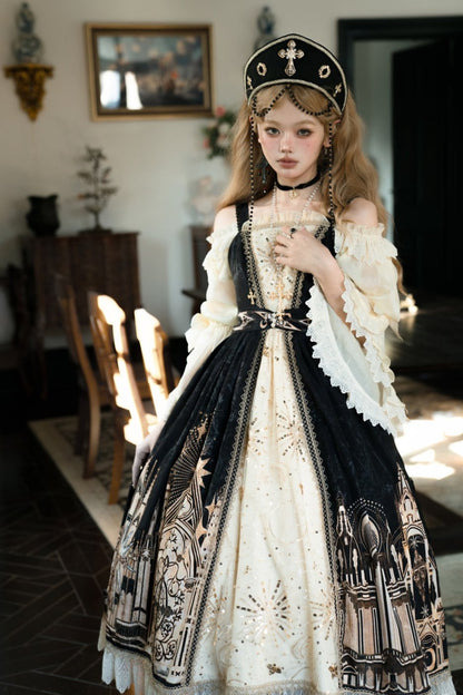 Sanctuary Gothic Print Suspender Dress