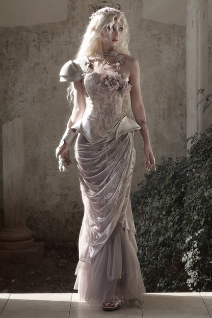 ムーンライトアシンメトリックコルセットトップス+ゴージャスネックレス