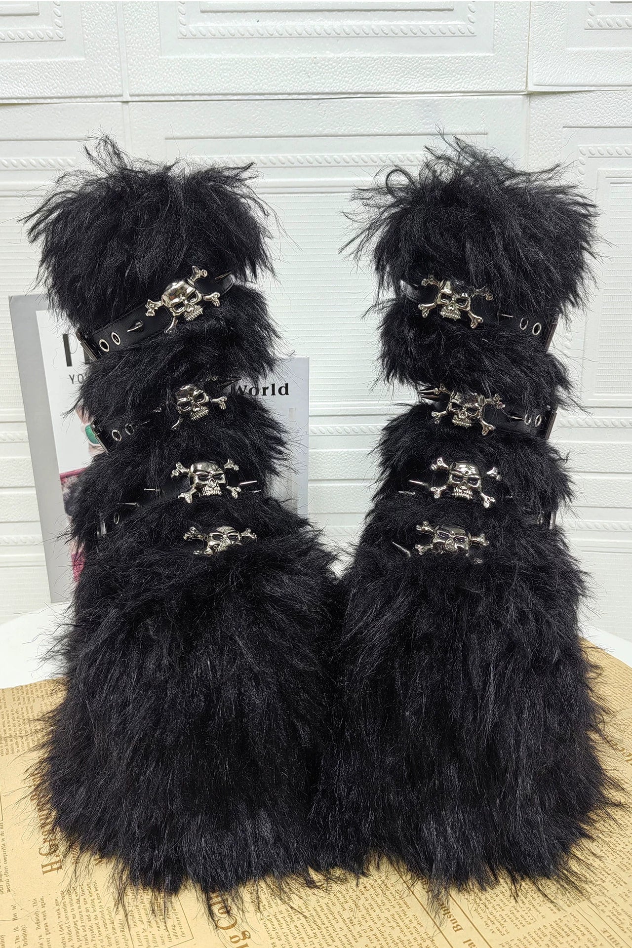 Punk Furry Buckle Boots