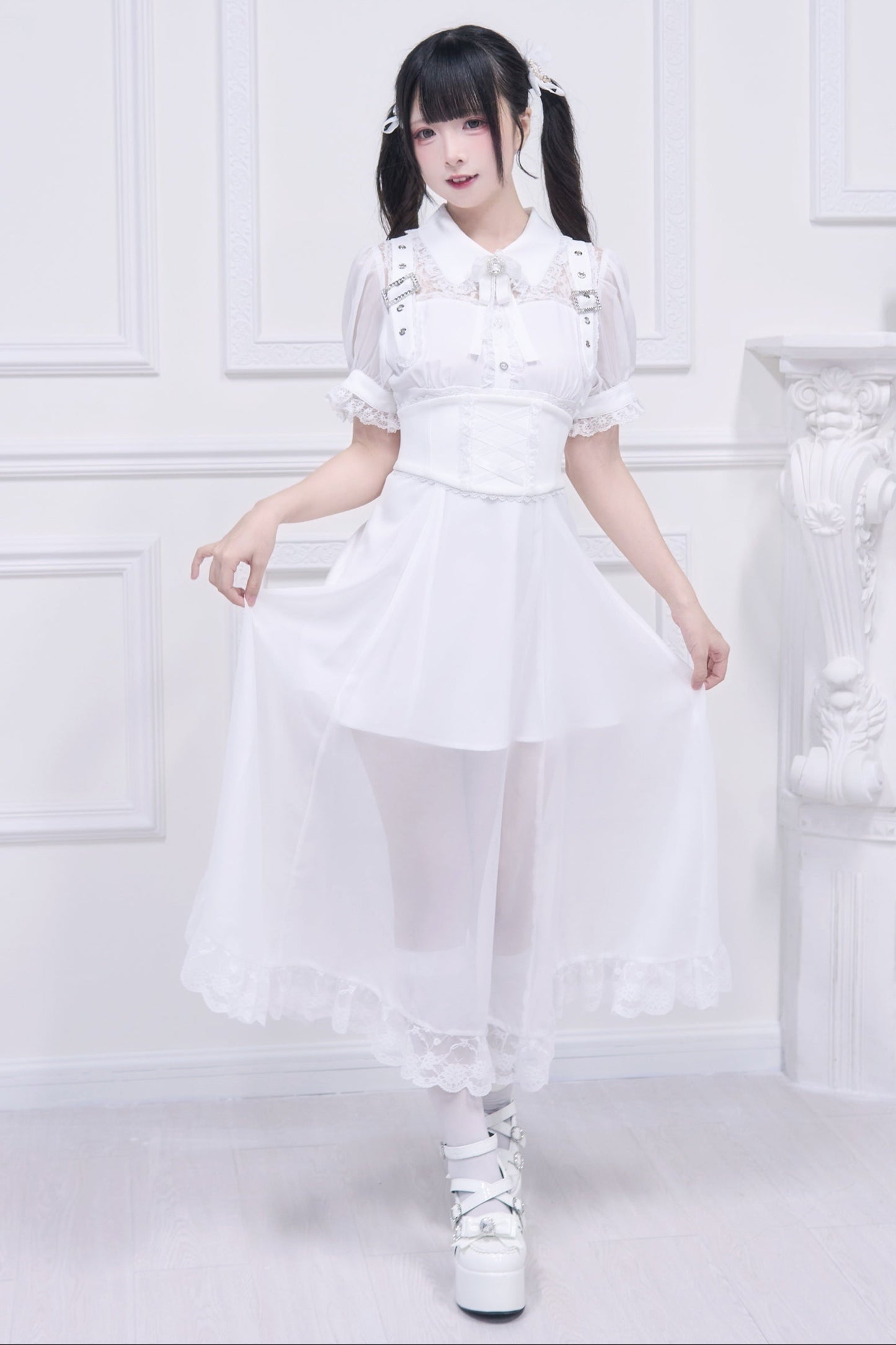 Subculture sheer top + long skirt