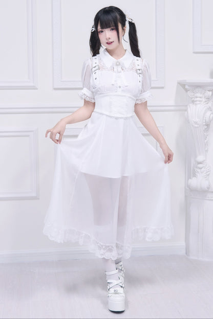 Subculture sheer top + long skirt