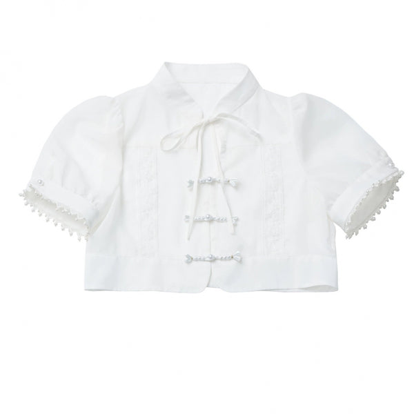 Light smock suspender dress + short dress + china design sleeveless top + short shirt + pearl accessories