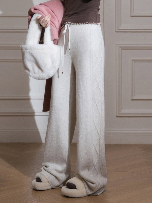 Lazy drape wool casual knit pants