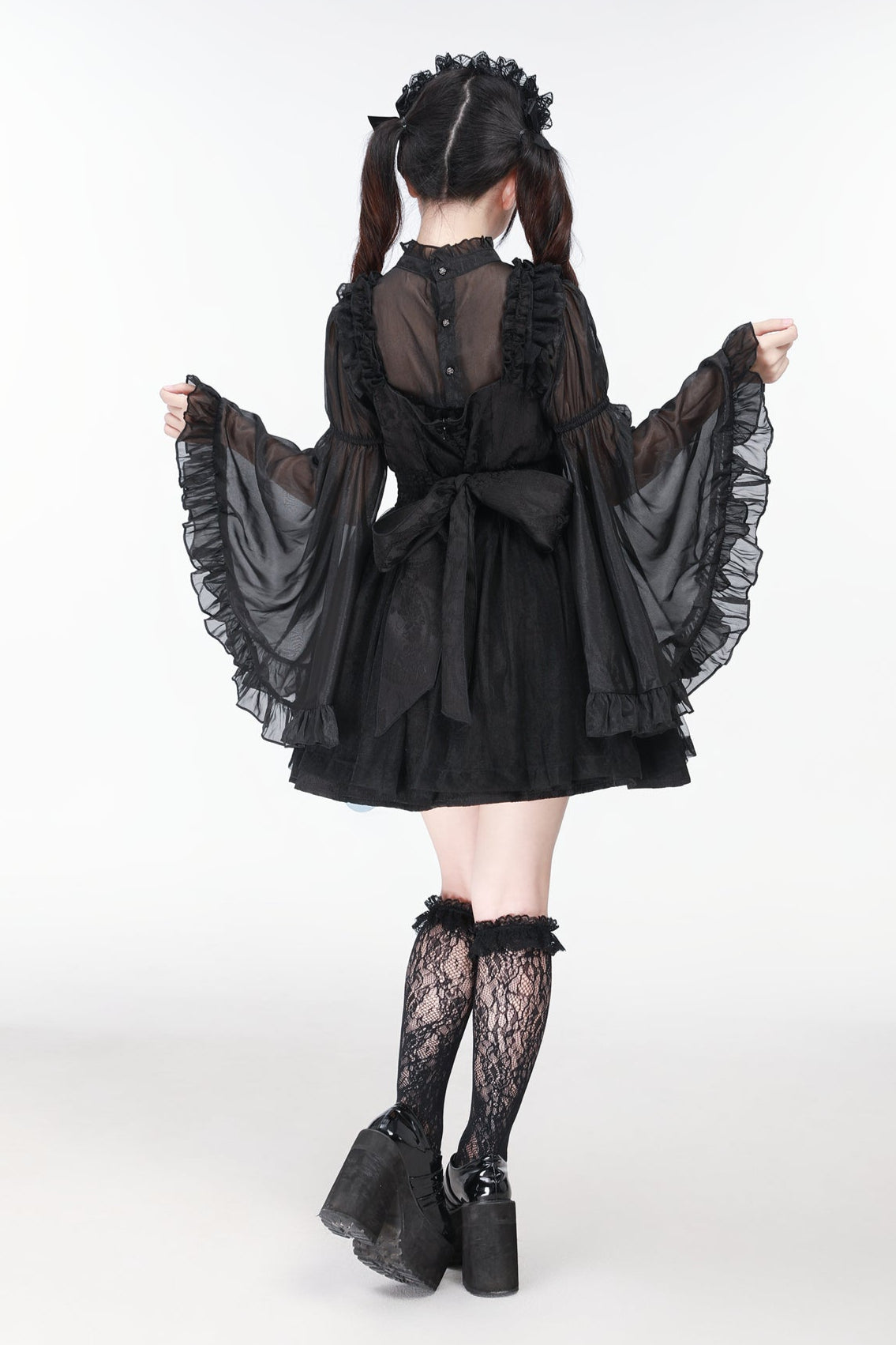 地雷バードサスペンダードレス＋シアースリーブトップス