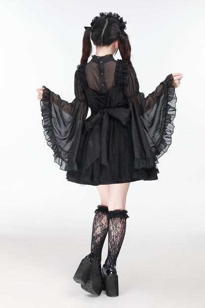 地雷バードサスペンダードレス＋シアースリーブトップス