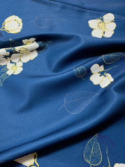 复古现代蓝色花朵浴衣 5 件套