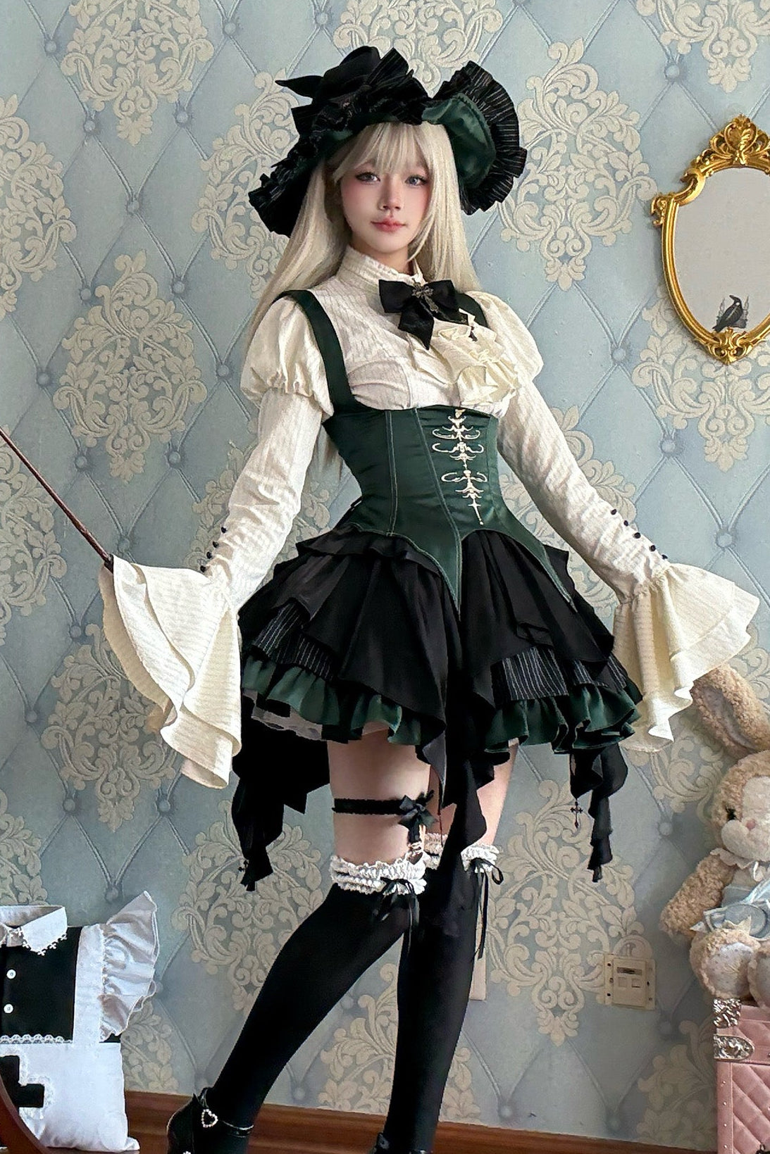 【12月3日予約締切】inverted spell contract ダークゴシックウィッチドレスフルセット＋シャツ＋ベスト＋スカート