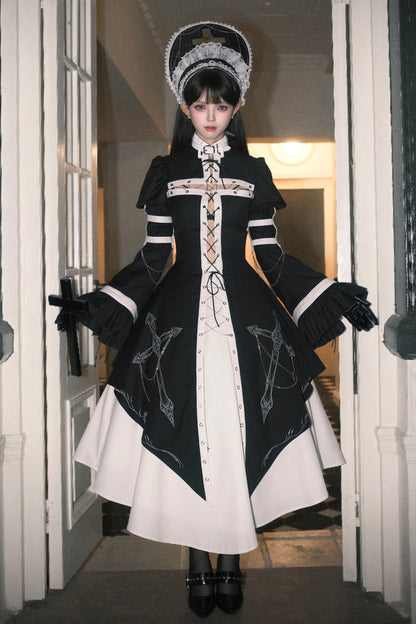 Split Cross Gothic Dark Nun Dress Setup