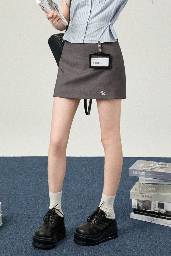 Low Waist Gray Wrap Skirt