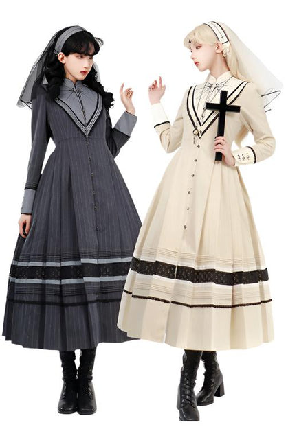 [Reservation deadline on December 7] Dreamweaver Elegant 2 Pattern Embroidery Nun Dress