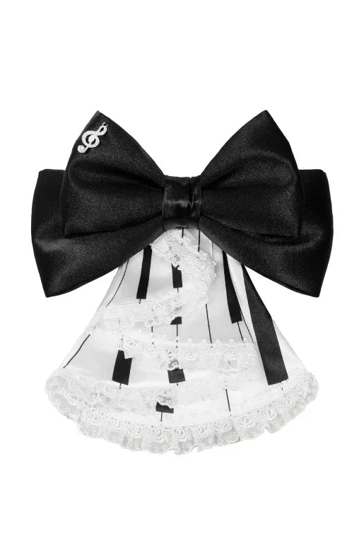 【10月22日予約締切】Polka Dot/Black Gothic Lolita Piano Key Series Accessories Piano Key Lace Bow Tie