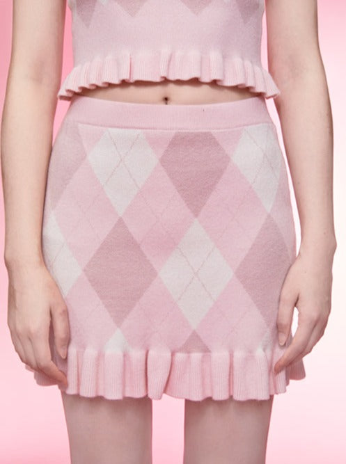 Creamy sweet cardigan + knit skirt + knit camisole