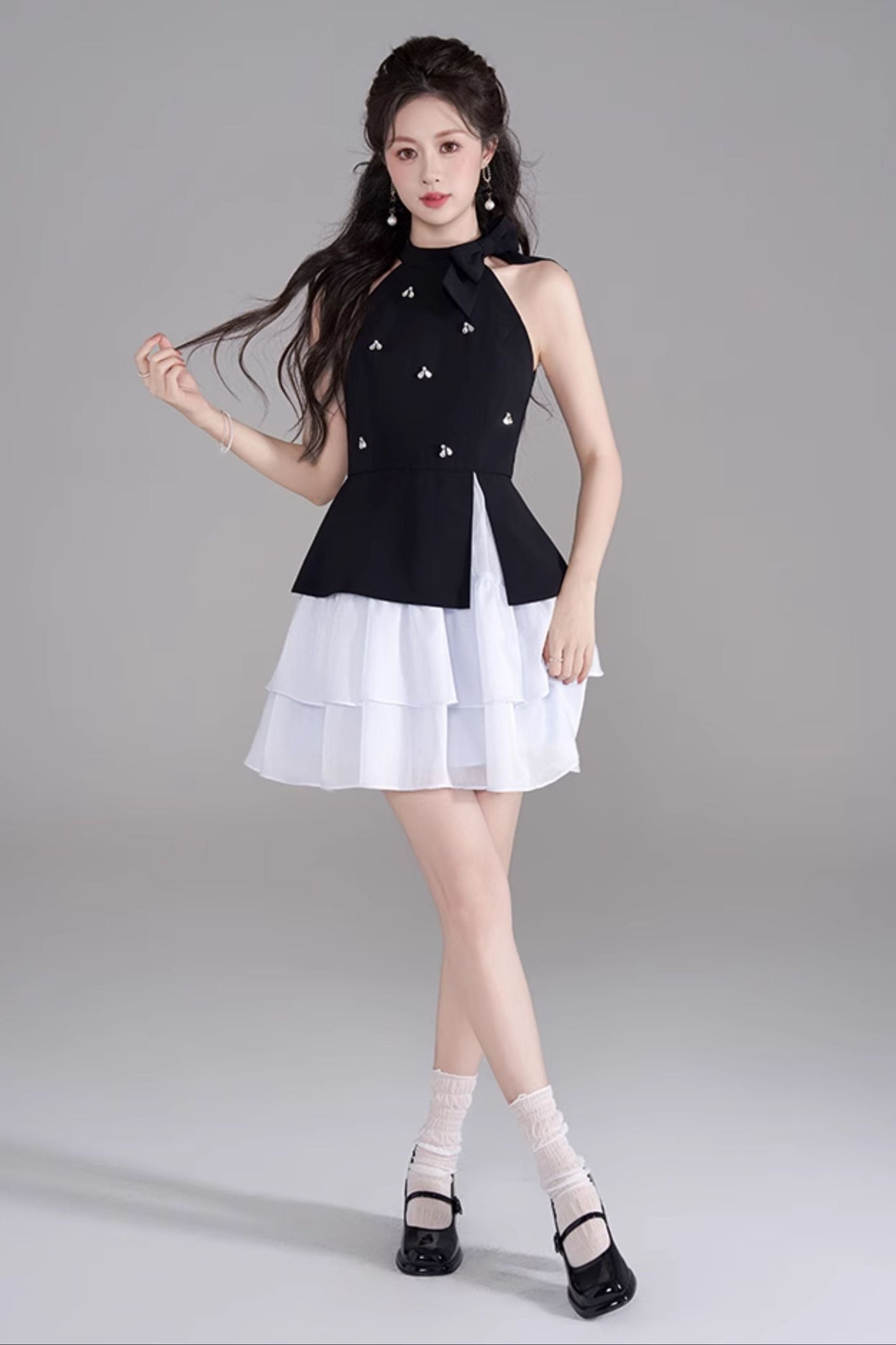 Sleeveless French Puff Dress
