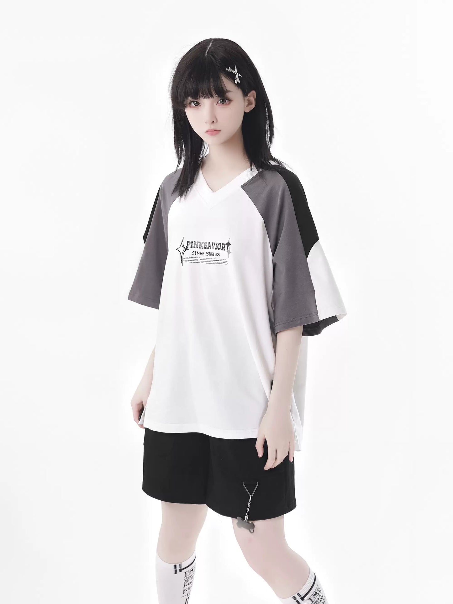 サーキュレーティングスターブラックグレーラグランスポーティーTシャツ＋パンツ