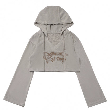 Y2K hooded short top + sleeveless shirt with tie + check culottes