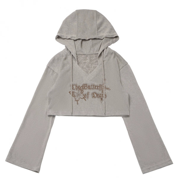 Y2K hooded short top + sleeveless shirt with tie + check culottes