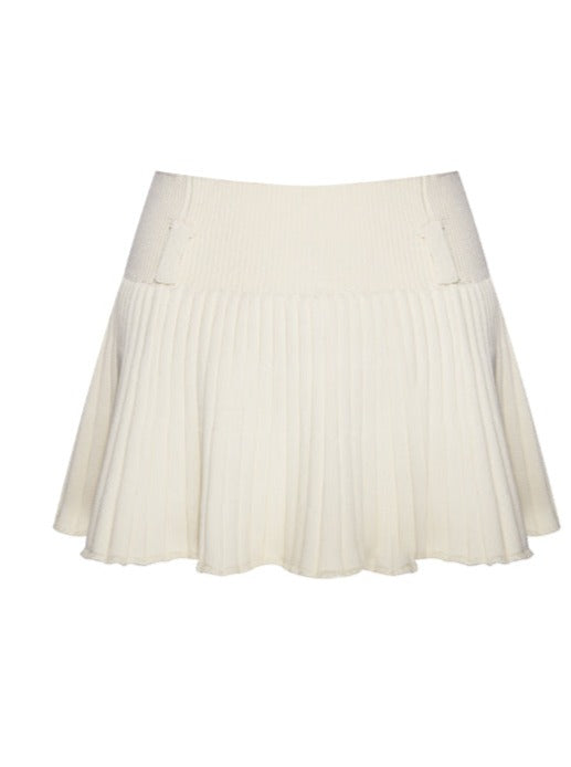 Pleated Open-Knit High-Rise Tennis Skirt