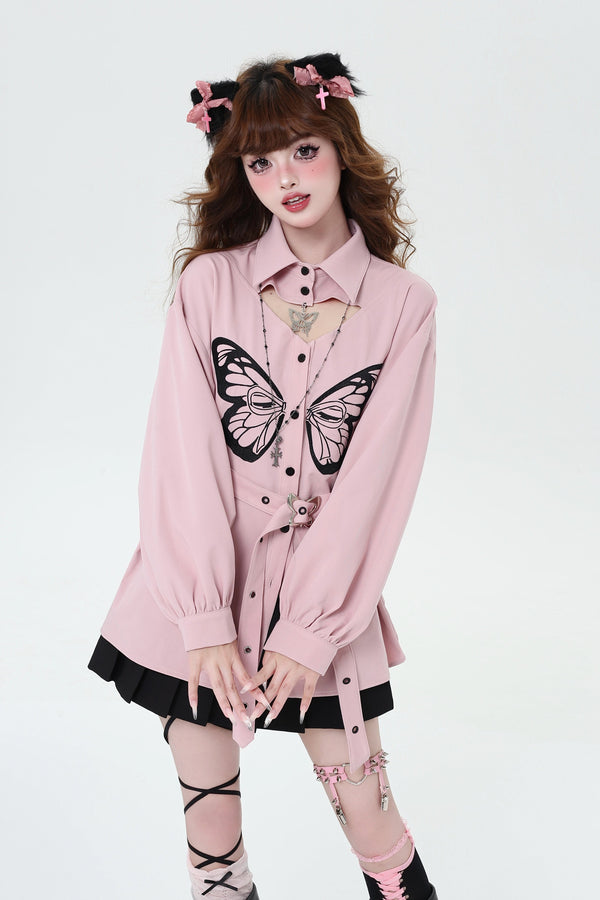 Versatile Butterfly Long Sleeve Shirt