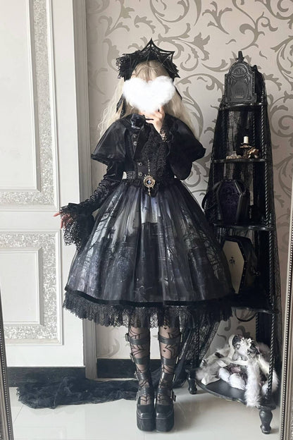 [Deadline for reservation: February 23rd] Horror House Spider Web Gothic Cape Dress