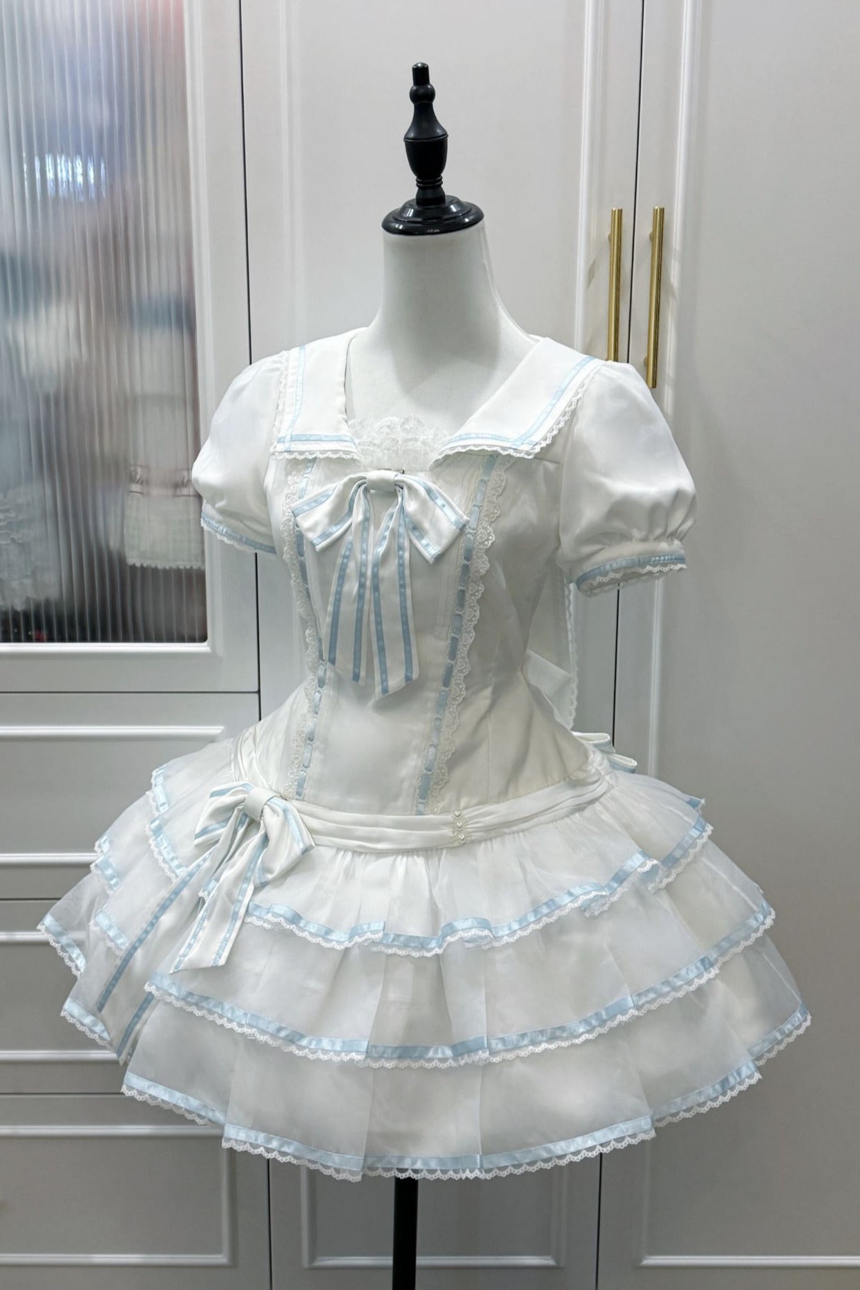 【予約商品】シーソルトラビットアクアセーラードレスセットアップ＋ヘアバンド＋リボンカチューシャ