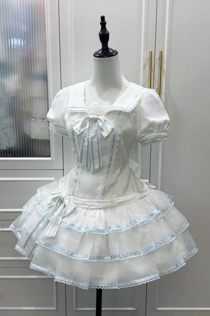 【予約商品】シーソルトラビットアクアセーラードレスセットアップ＋ヘアバンド＋リボンカチューシャ