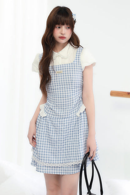 Sweet College Blue Check Dress