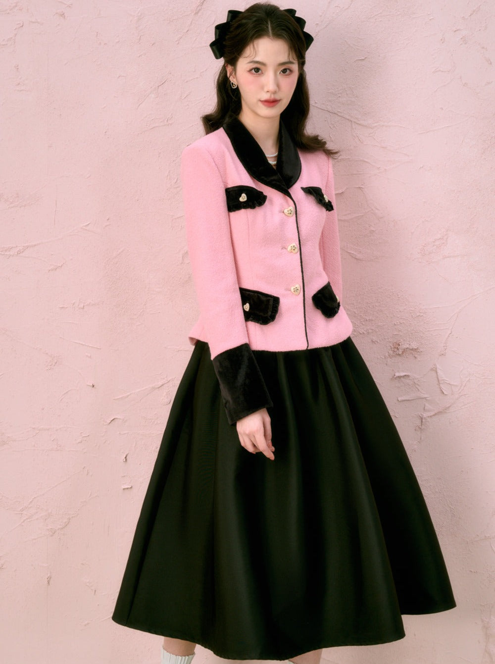 Pink Black Contrast Jacket