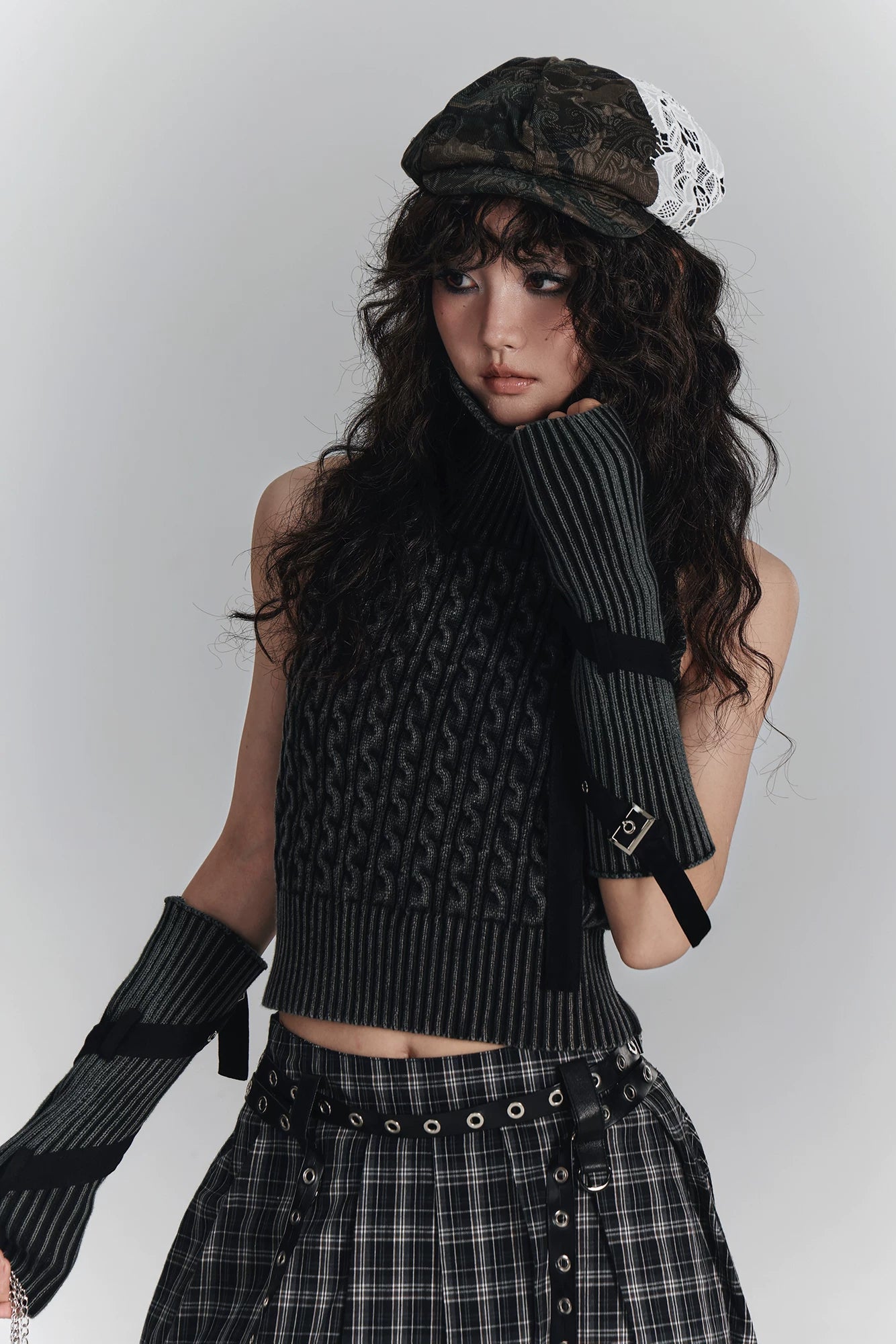 ダークパンクスリムニットベスト