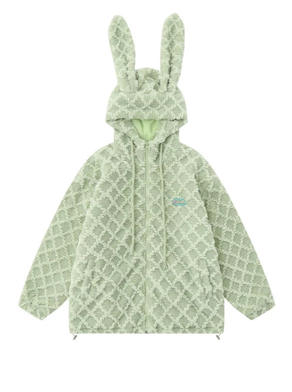 Bunny Ear Hood Plush Cotton Jacket