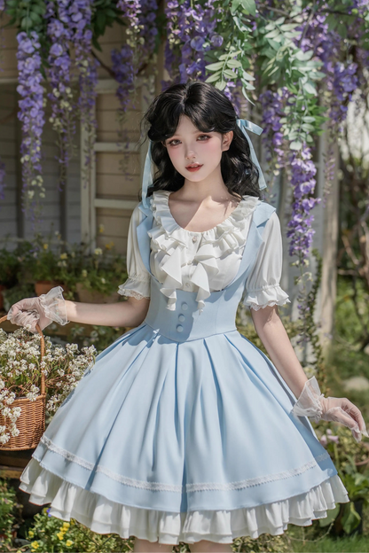 【4月14日予約締切】クラシックラペルショルダースウィートロリータコルセットサスドレス