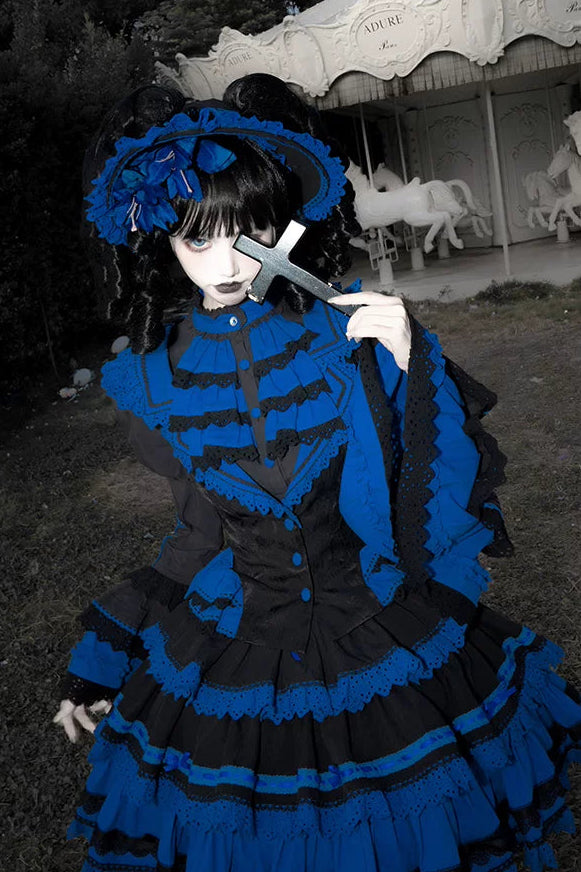 [Pre-order Deadline: July 13] Klein Blue Gothic Lolita Series Floral Bonnet