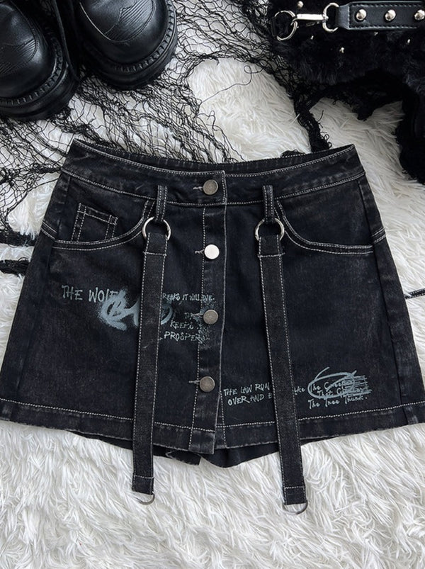 Rock American Short Denim Skirt Pants