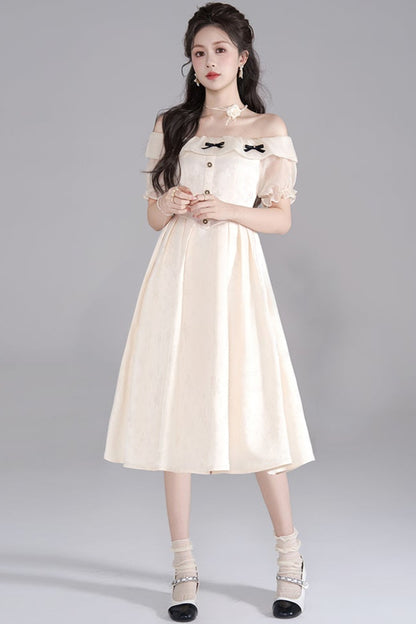 Vestido francés dulce de un hombro