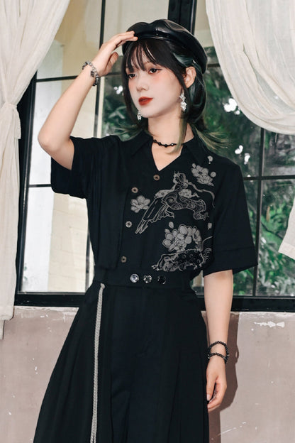 ファントムワールドアシメデザインチャイナモードシャツ