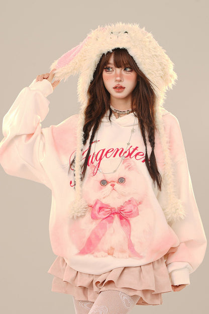 Cat Doll Loose Hoodie Oversized Sweatshirt