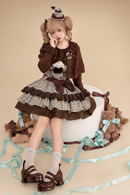 [September 16 Reservation Deadline] Afternoon Tea Sweet Chocolate Check Dress Suit