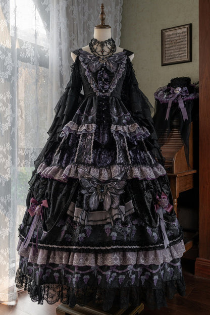 Dusk Manor Grape Kula Lolita Dress + Hat + Accessories