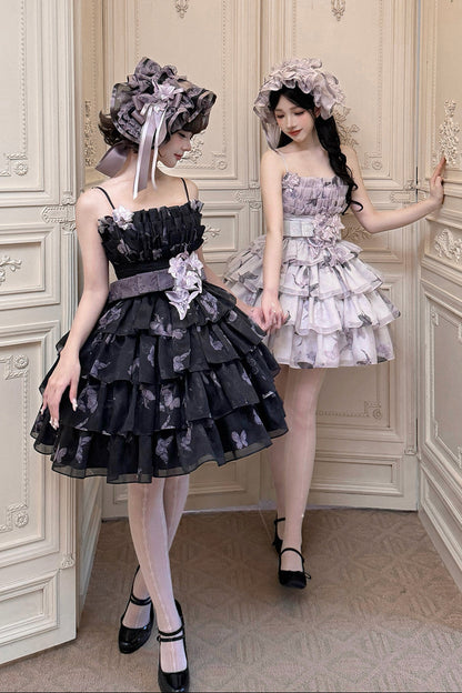 [Termine prenotazione: 9/8] Serie accessori con ricamo giglio nero x viola / bianco x viola [fascia per capelli / spilla]