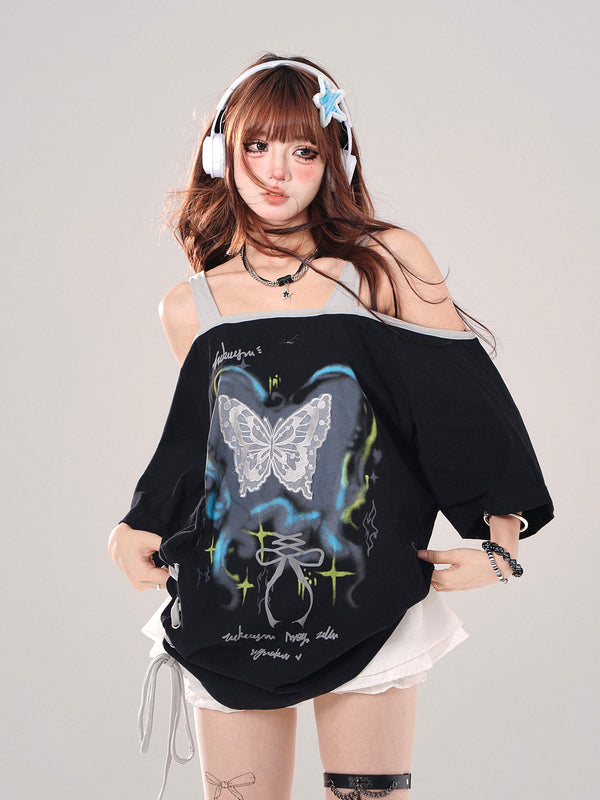 Off-Shoulder Loose Summer Tops