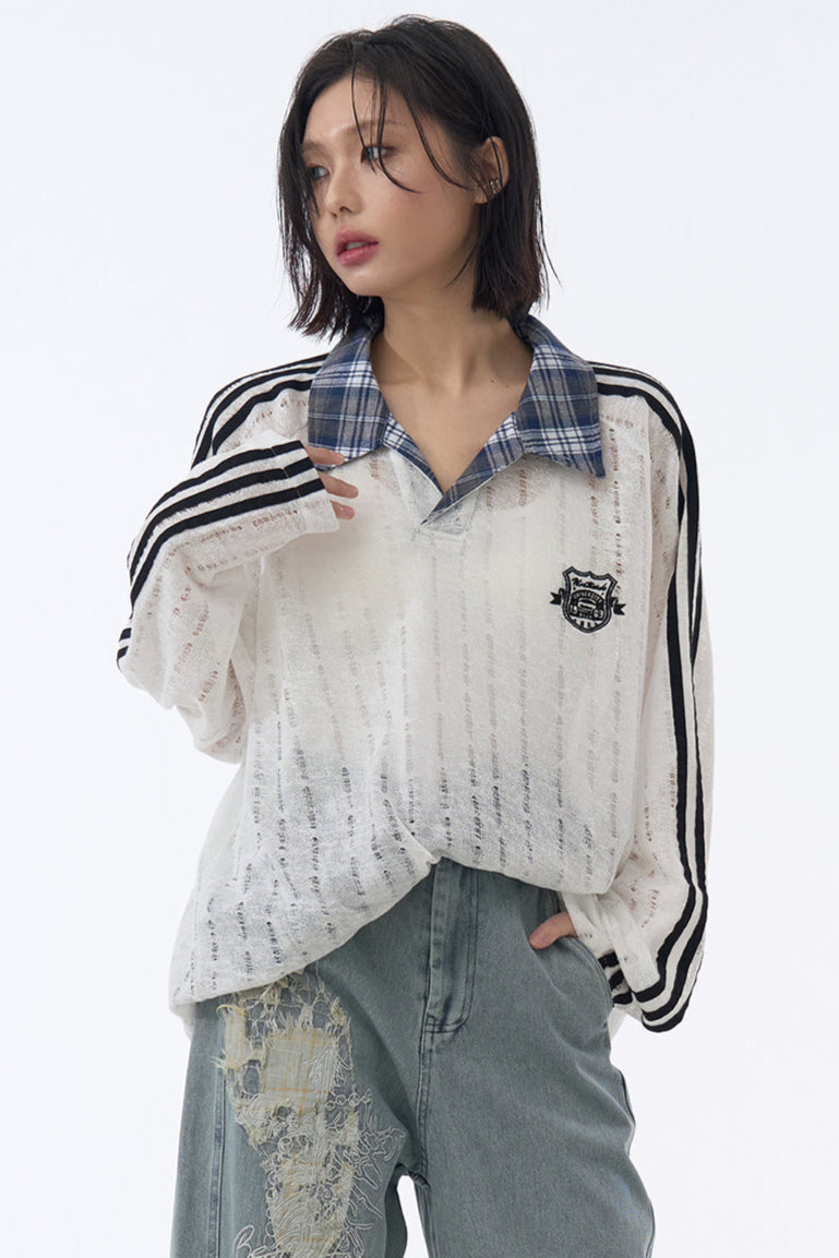 Plaid Sheer Sweatshirt