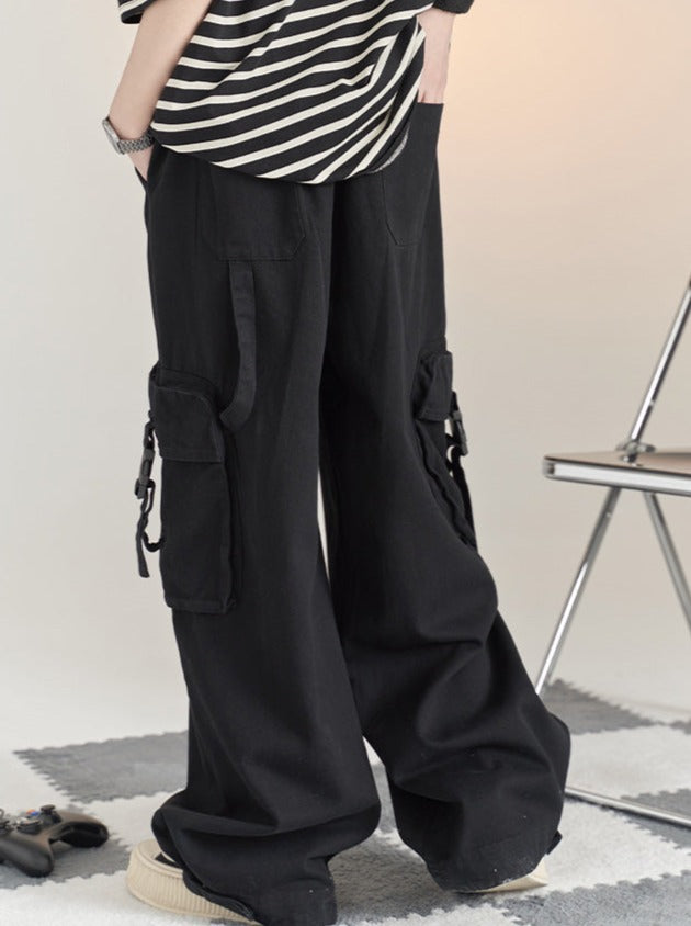 Solid color straight loose casual pants