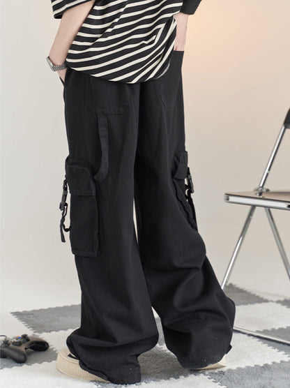 Solid color straight loose casual pants