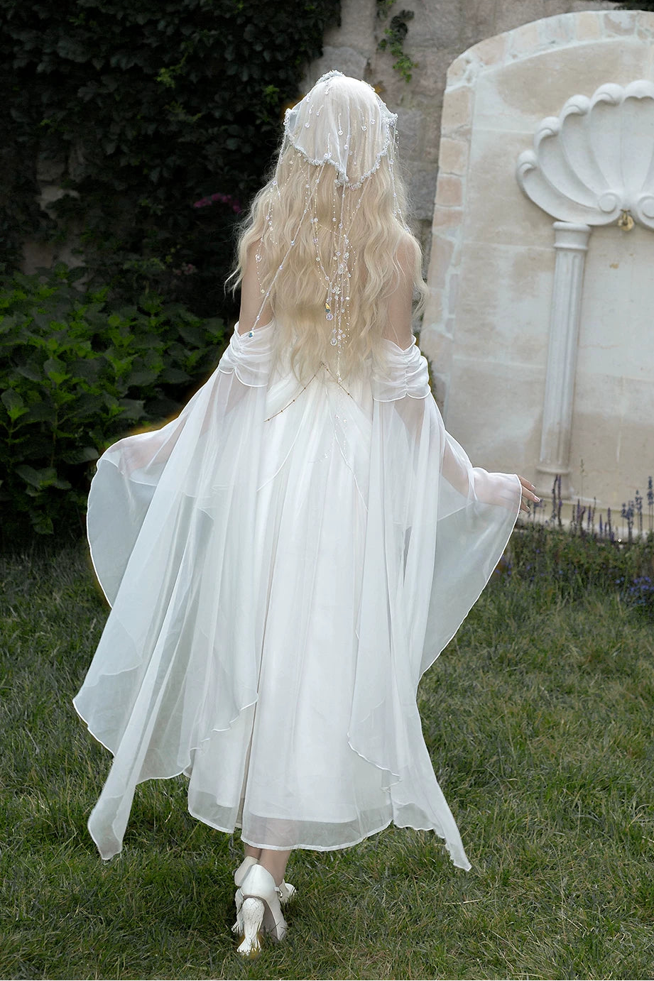 [Vorbestellschluss 14. Juli] Griechische-Göttin-Fantasy-Kleid mit Neckholder und Schalärmeln