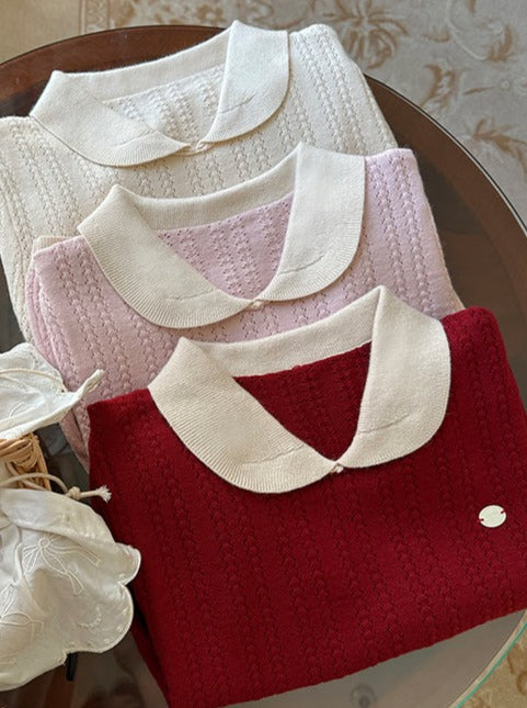 Doll Collar Summer Knit Sweater Top