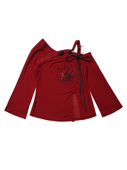 Splice mode red top + mode pants + rose belt