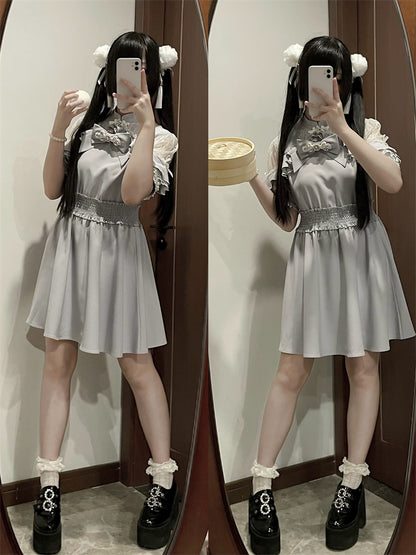 China Lace Ribbon Off-the-shoulder Dress