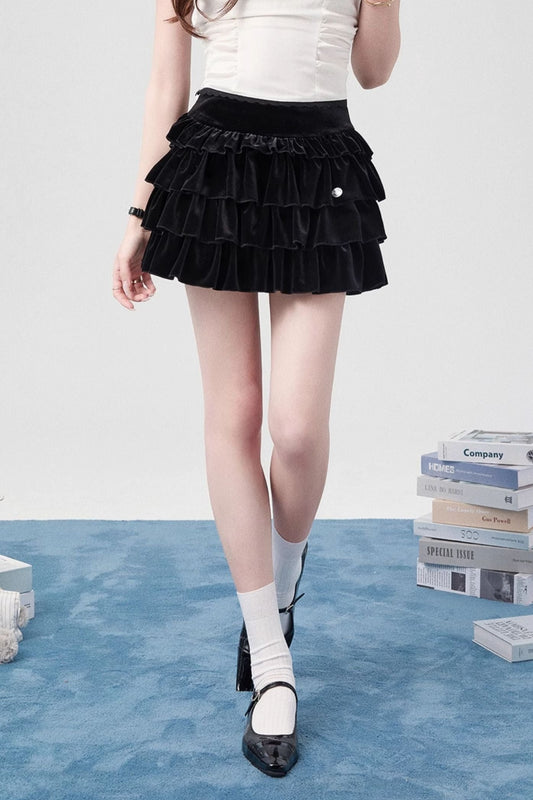 Black Multi-Layer Cake Skirt