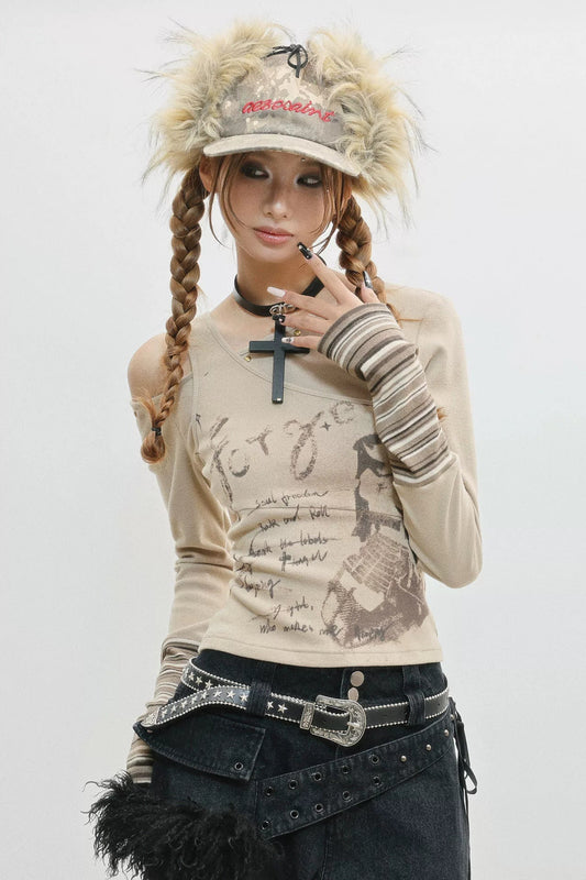 スリムフィットオフショルダートップス