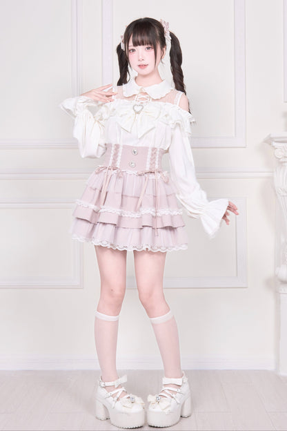 【予約商品】オフショルフリルリボンブラウス