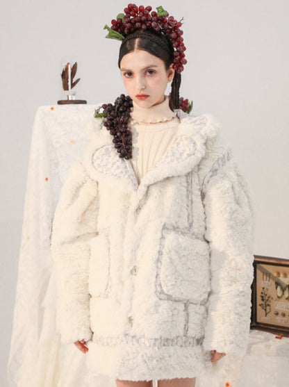 Little Milk Rabbit Reversible Jacquard Fur Coat